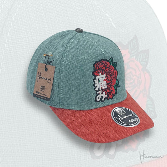 Brío Soul Apparel - Rosa Chinensis Human Hats x Brio Soul Apparel Stitched Snapback Sage/Red