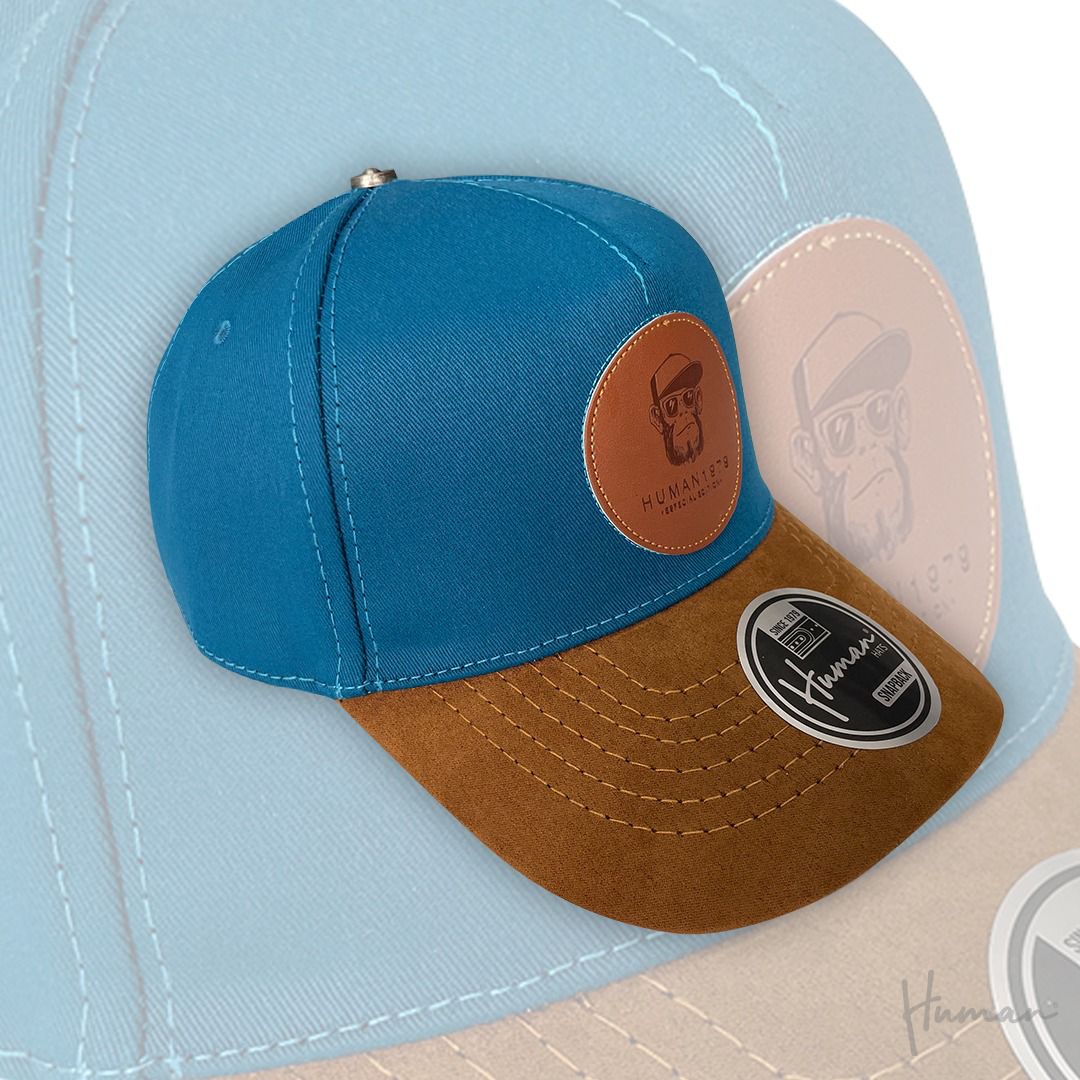 Brío Soul Apparel - Cool Monkey - Blue Human Hats x Brio Soul Apparel Stitched Snapback Blue/Tan