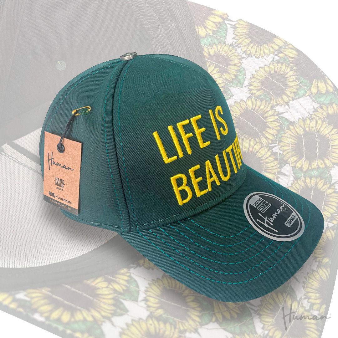 Brío Soul Apparel - Life Is Beautiful Human Hats x Brio Soul Apparel Stitched Snapback Dark Green