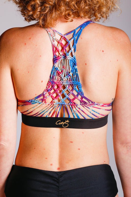 Brío Soul Apparel - Black & Rainbow Macramé Athletic & Swim Top