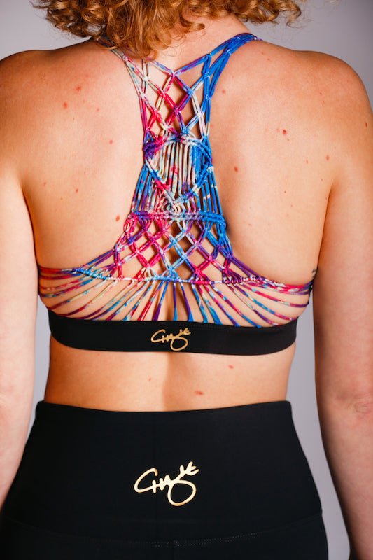 Brío Soul Apparel - Black & Rainbow Macramé Athletic & Swim Top