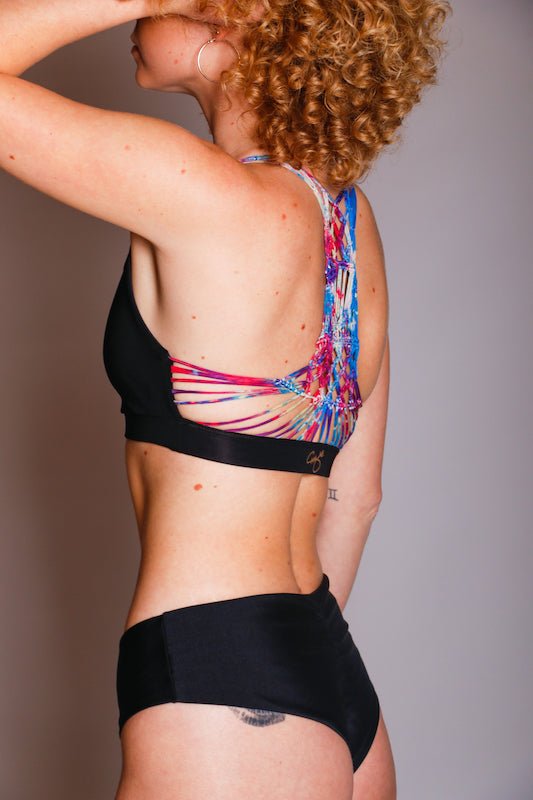 Brío Soul Apparel - Black & Rainbow Macramé Athletic & Swim Top