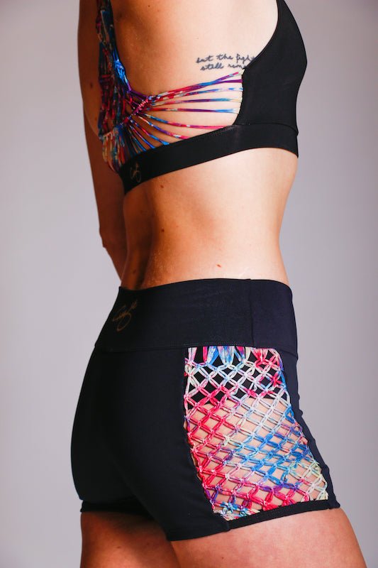 Brío Soul Apparel - Black & Rainbow Macramé Athletic & Swim Top