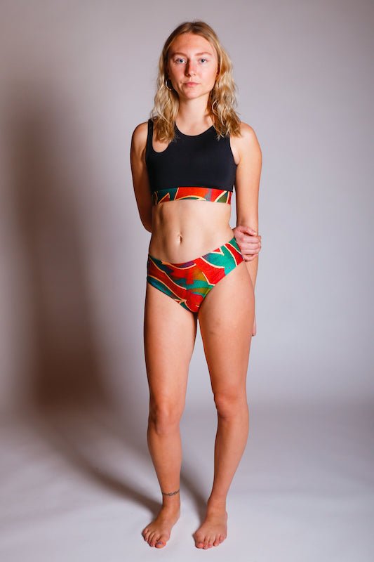Brío Soul Apparel - Jungle Athletic & Swim Top (Black with Printed Band)