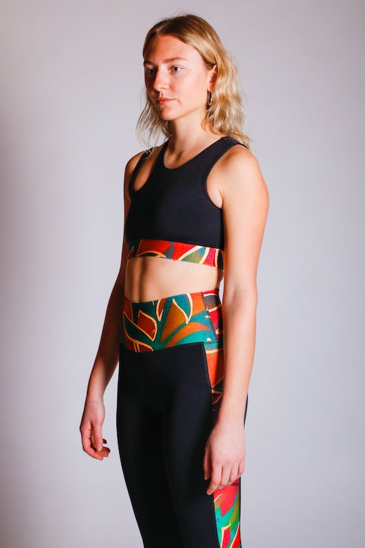 Brío Soul Apparel - Jungle Athletic & Swim Top (Black with Printed Band)