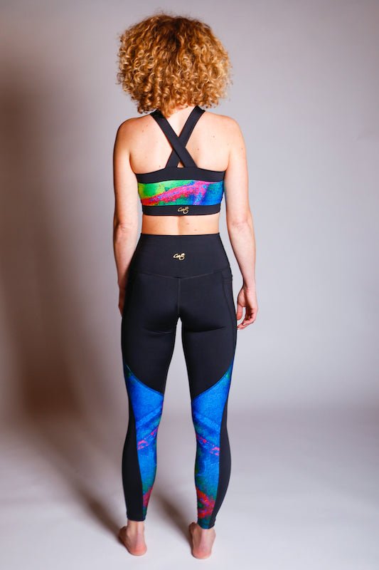 Aqua Yoga Leggings with Pockets (Stripe) - Brío Soul Apparel